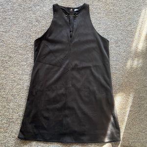 Velour grey dress with metal detail and v neck